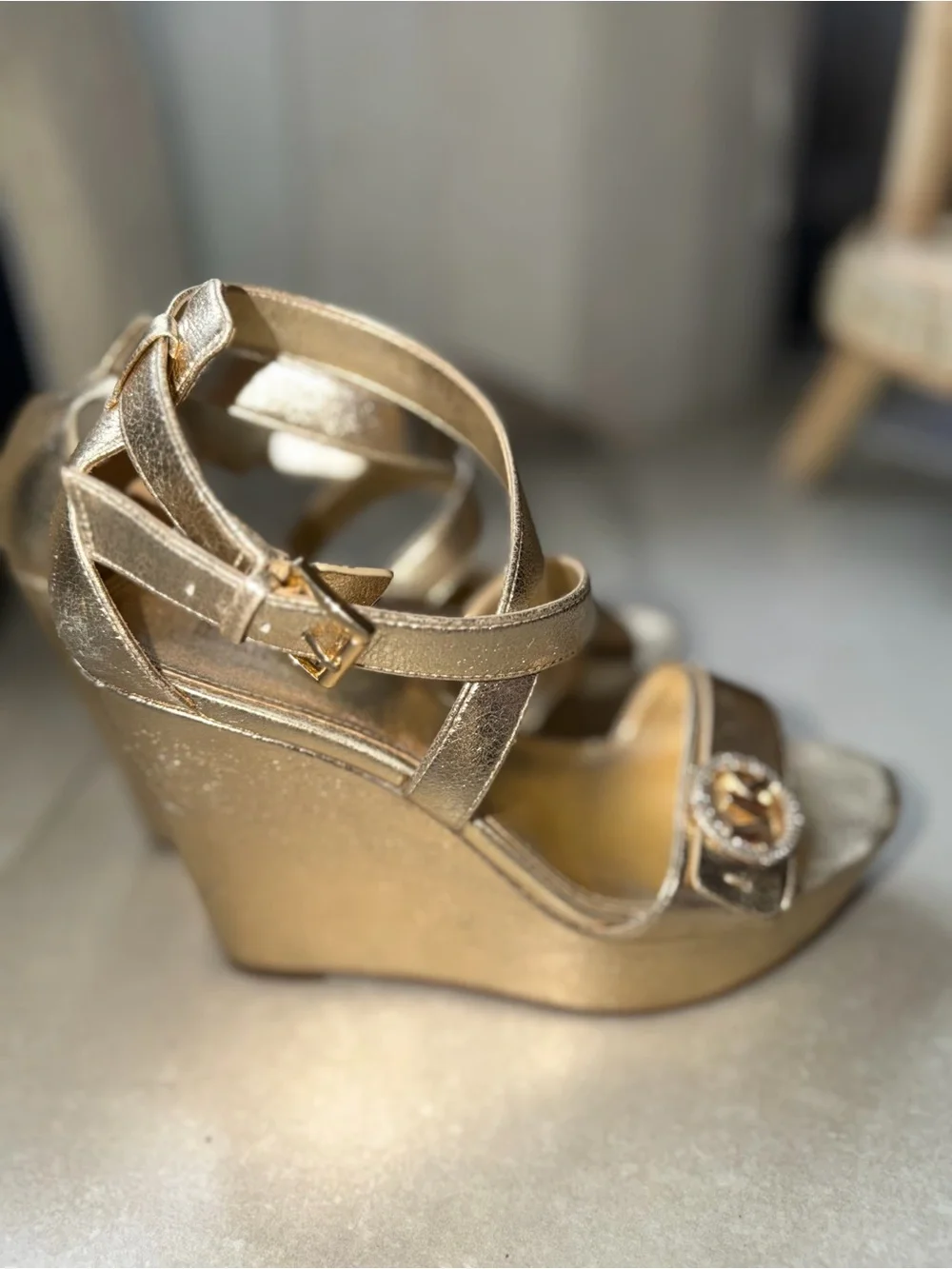 Michael Kors Metallic Gold Wedge Sandals